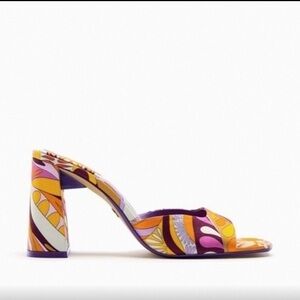 Zara NEW Multi Colored Printed Heeled Sandals